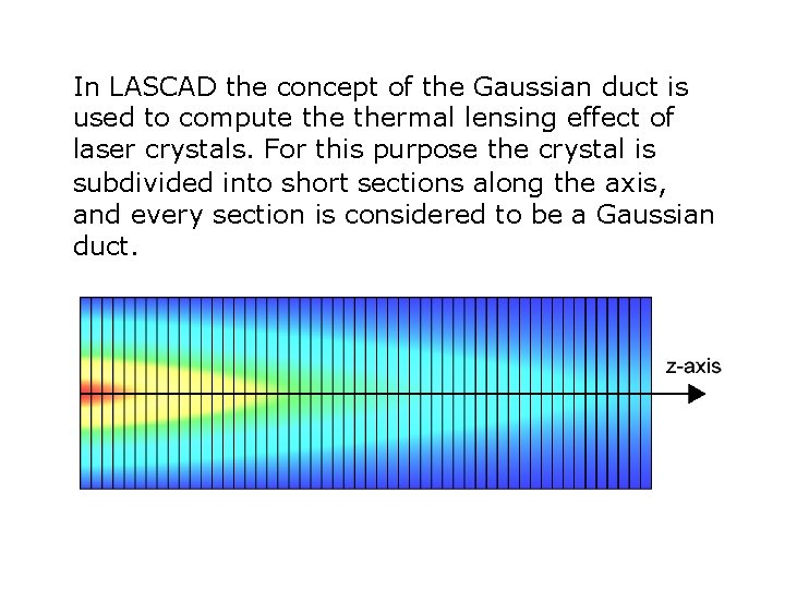 In LASCAD the concept of the Gaussian duct is used to compute thermal lensing