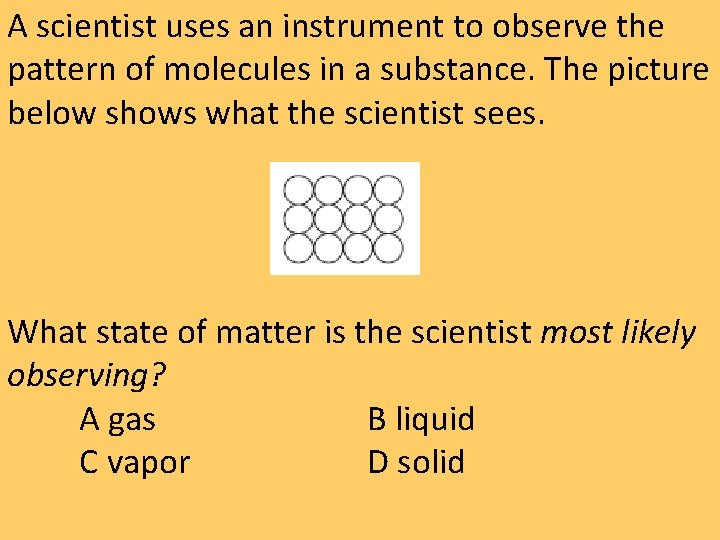 A scientist uses an instrument to observe the pattern of molecules in a substance. A scientist uses an instrument to observe the pattern of molecules in a substance.
