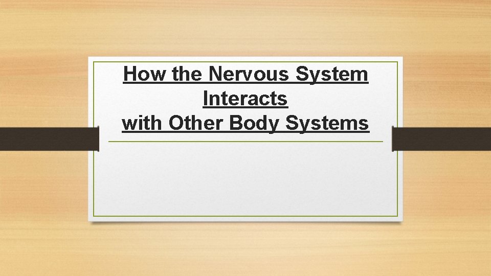 How the Nervous System Interacts with Other Body Systems 