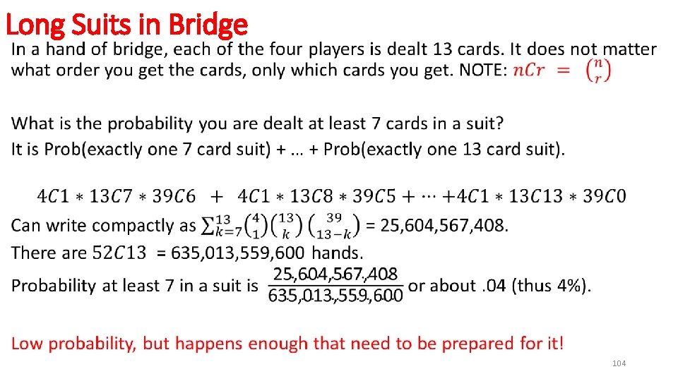 Long Suits in Bridge • 104 