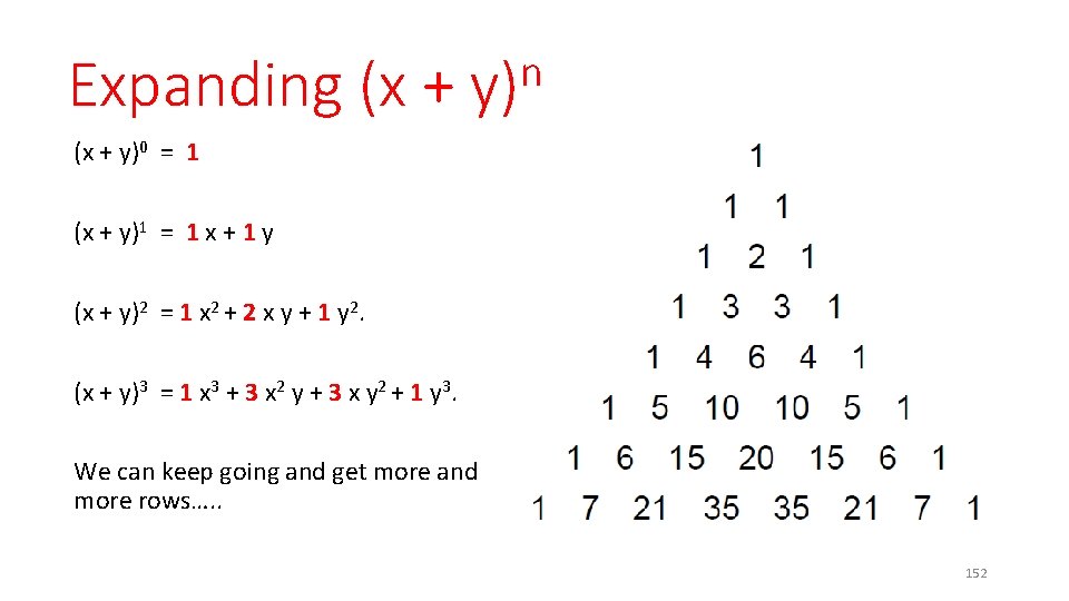Expanding (x + n y) (x + y)0 = 1 (x + y)1 =