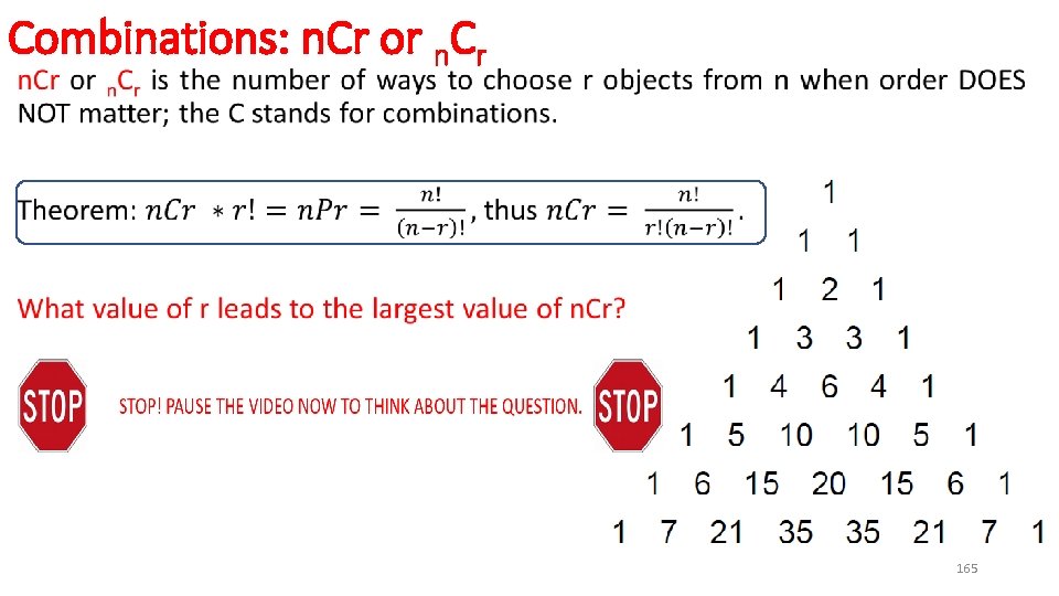Combinations: n. Cr or n. Cr • 165 