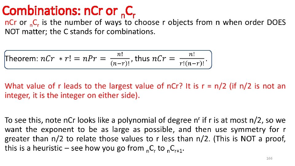 Combinations: n. Cr or n. Cr • 166 