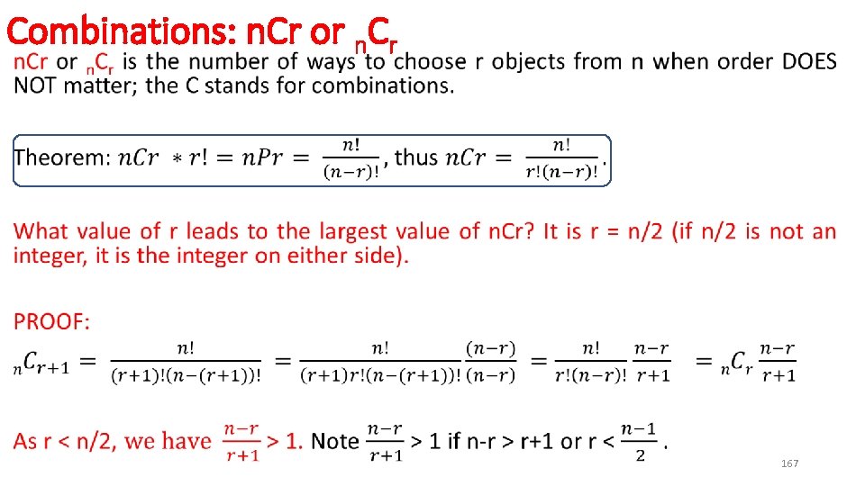 Combinations: n. Cr or n. Cr • 167 