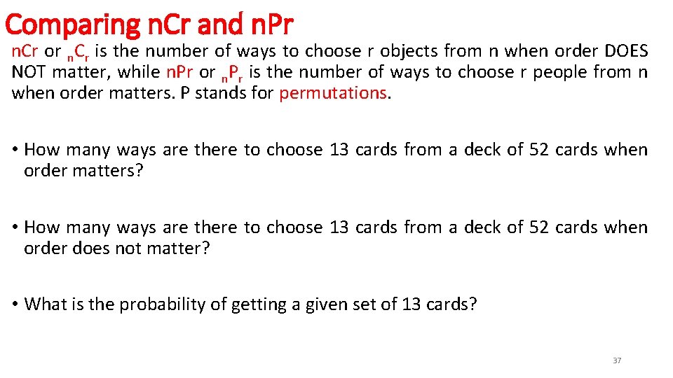 Comparing n. Cr and n. Pr n. Cr or n. Cr is the number