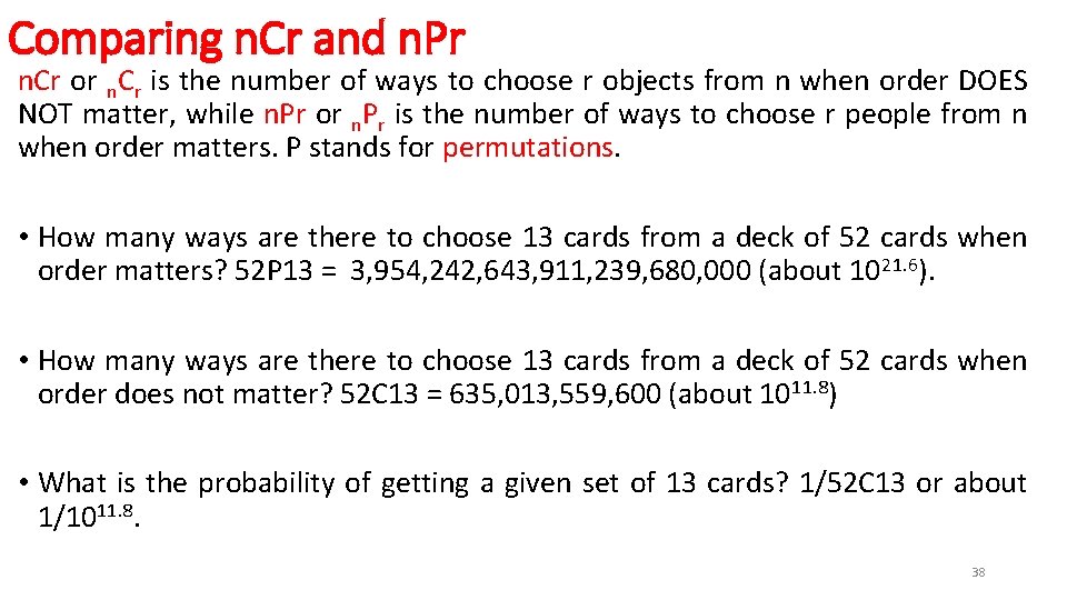 Comparing n. Cr and n. Pr n. Cr or n. Cr is the number