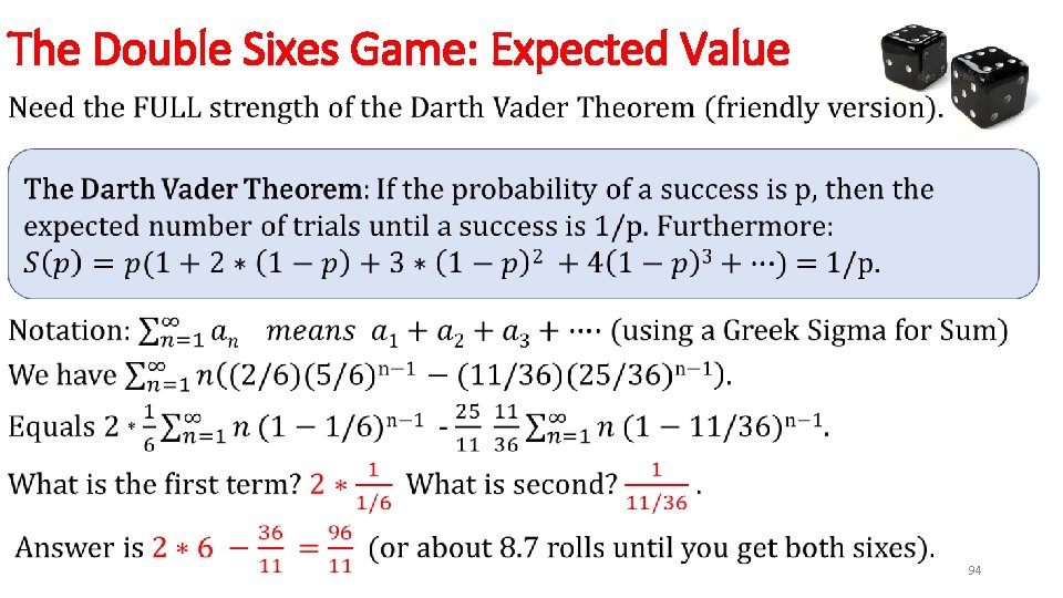 The Double Sixes Game: Expected Value • 94 