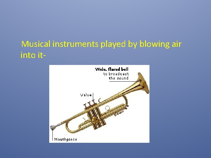 Musical instruments played by blowing air into it- 