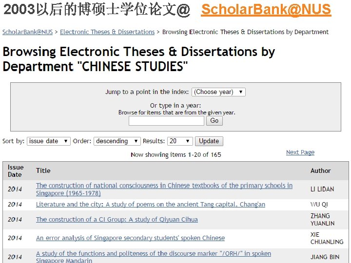 2003以后的博硕士学位论文@ Scholar. Bank@NUS 