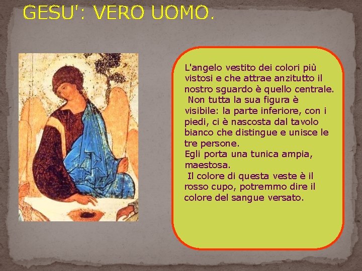 GESU': VERO UOMO. L'angelo vestito dei colori più vistosi e che attrae anzitutto il