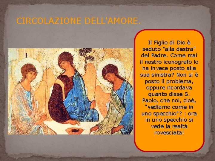 CIRCOLAZIONE DELL'AMORE. Il Figlio di Dio è seduto "alla destra" del Padre. Come mai