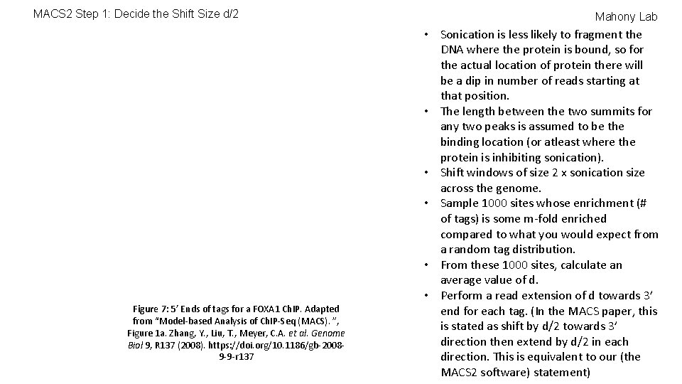 MACS 2 Step 1: Decide the Shift Size d/2 Figure 7: 5’ Ends of