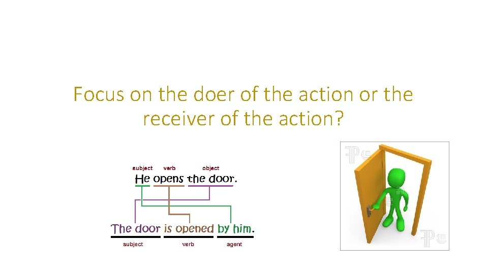 Focus on the doer of the action or the receiver of the action? 