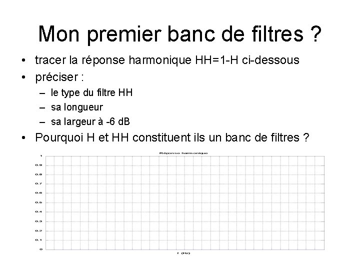 Mon premier banc de filtres ? • tracer la réponse harmonique HH=1 -H ci-dessous