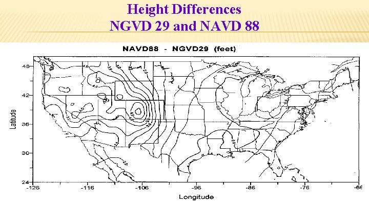 Height Differences NGVD 29 and NAVD 88 