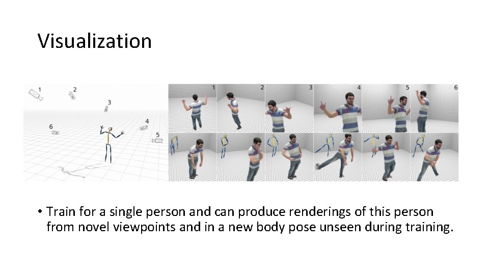 Visualization • Train for a single person and can produce renderings of this person