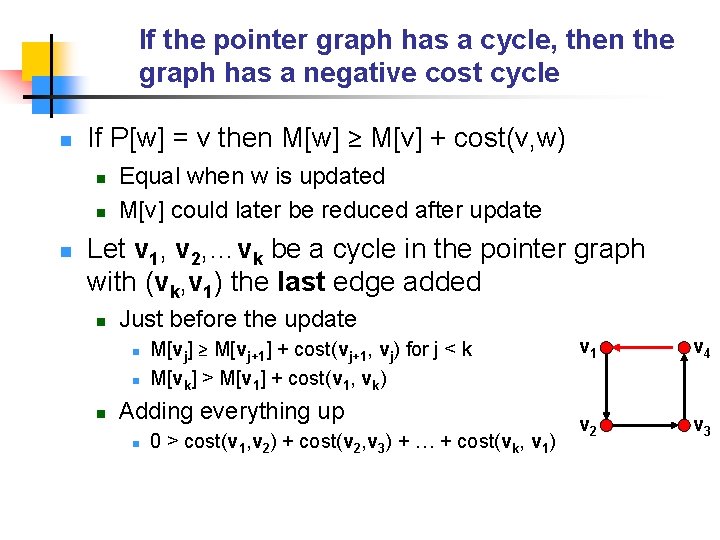 If the pointer graph has a cycle, then the graph has a negative cost