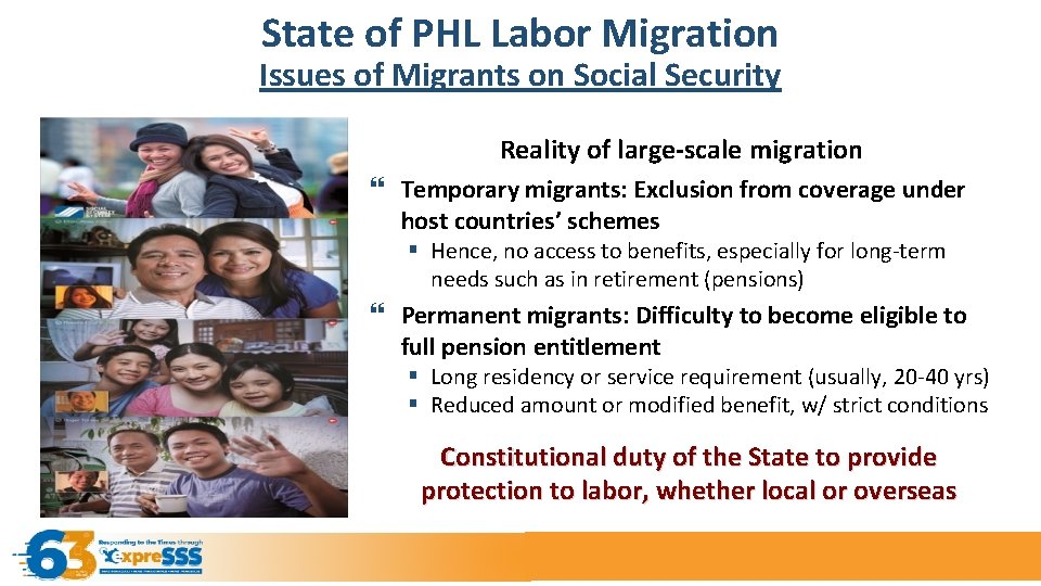 State of PHL Labor Migration Issues of Migrants on Social Security Reality of large-scale