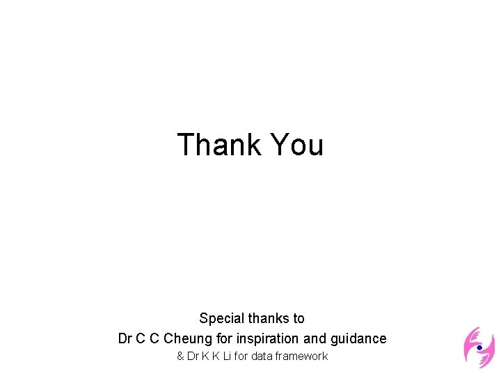 Thank You Special thanks to Dr C C Cheung for inspiration and guidance &