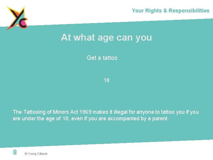 Your Rights & Responsibilities At what age can you Get a tattoo 18 The