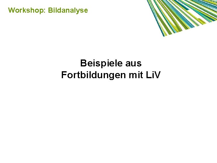 Workshop: Bildanalyse Beispiele aus Fortbildungen mit Li. V 