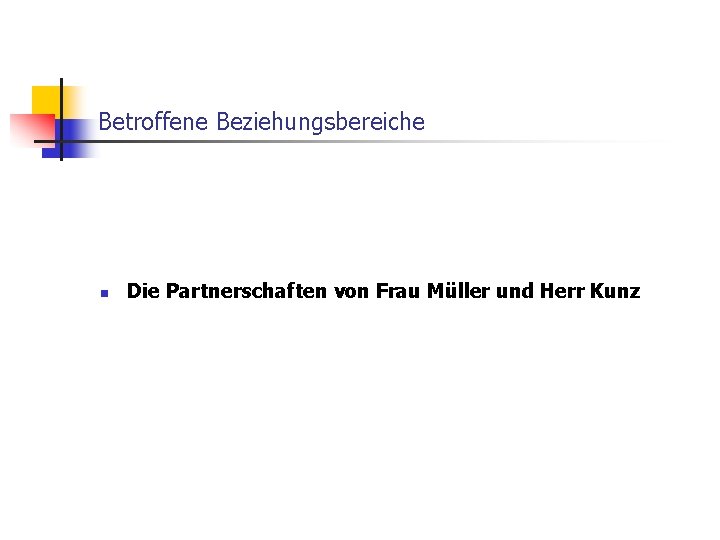 Betroffene Beziehungsbereiche n Die Partnerschaften von Frau Müller und Herr Kunz 