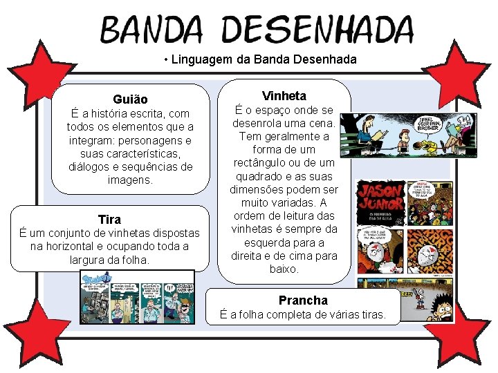  • Linguagem da Banda Desenhada Guião É a história escrita, com todos os