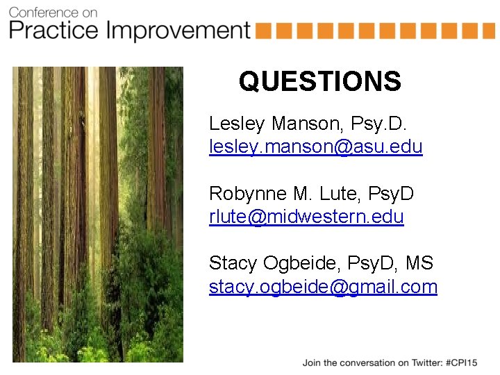 QUESTIONS Lesley Manson, Psy. D. lesley. manson@asu. edu Robynne M. Lute, Psy. D rlute@midwestern.