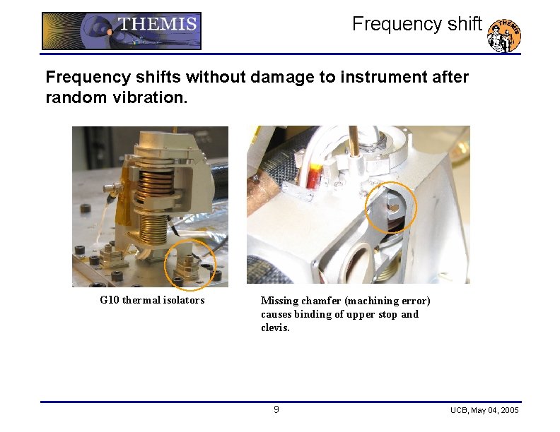 Frequency shifts without damage to instrument after random vibration. G 10 thermal isolators Missing Frequency shifts without damage to instrument after random vibration. G 10 thermal isolators Missing