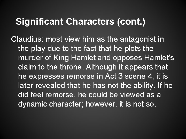 Hamlet A major work by Shakespeare Setting Act