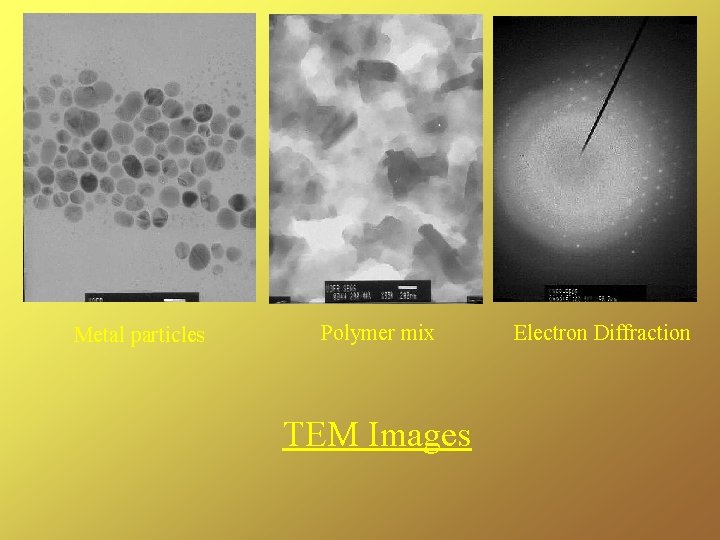 Metal particles Polymer mix TEM Images Electron Diffraction 