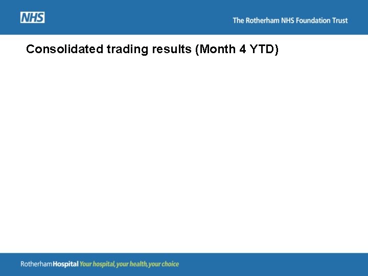 Consolidated trading results (Month 4 YTD) 