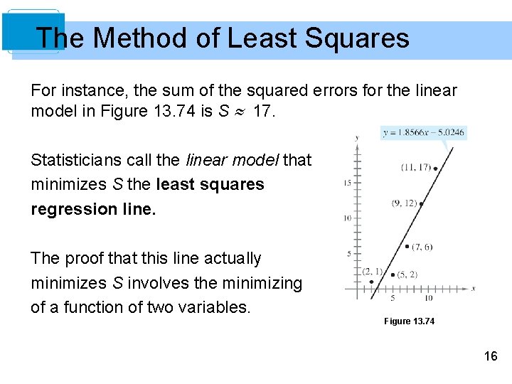 The Method of Least Squares For instance, the sum of the squared errors for
