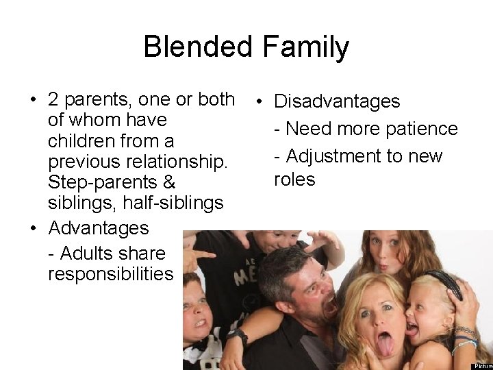 Blended Family • 2 parents, one or both of whom have children from a