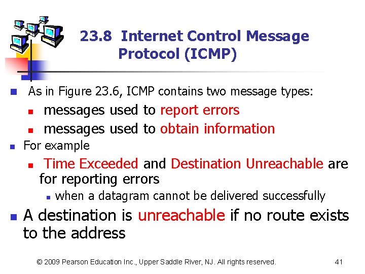 23. 8 Internet Control Message Protocol (ICMP) n As in Figure 23. 6, ICMP