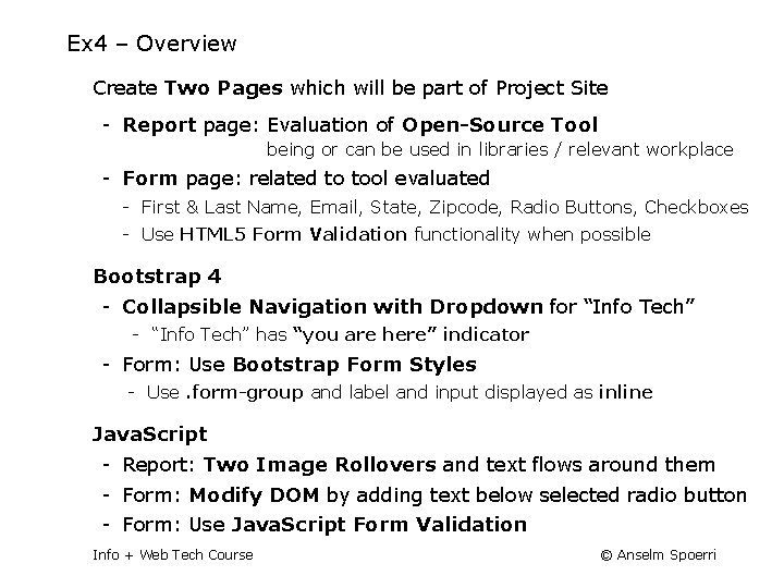 Ex 4 – Overview Create Two Pages which will be part of Project Site
