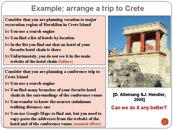Example: arrange a trip to Crete Consider that you are planning vacation to major