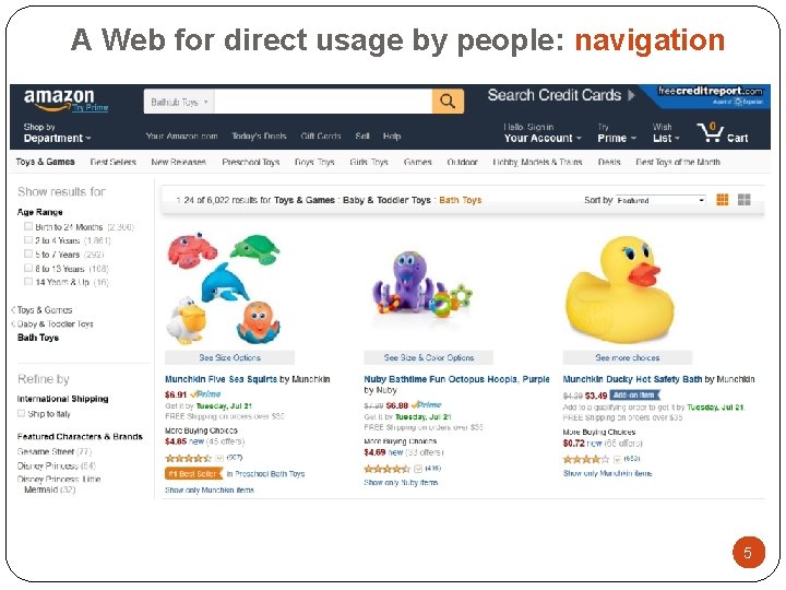A Web for direct usage by people: navigation 5 