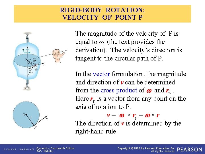 RIGID-BODY ROTATION: VELOCITY OF POINT P The magnitude of the velocity of P is