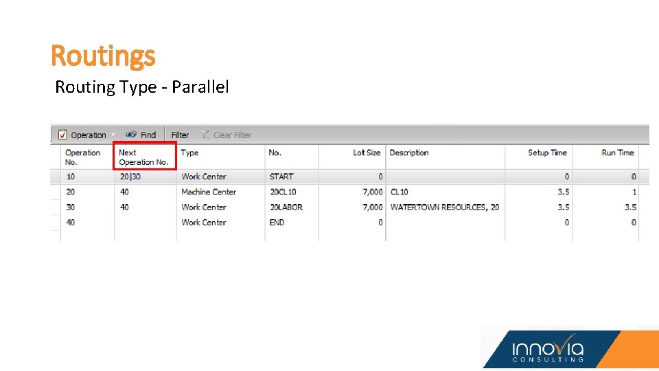 Routings Routing Type - Parallel Routings Routing Type - Parallel