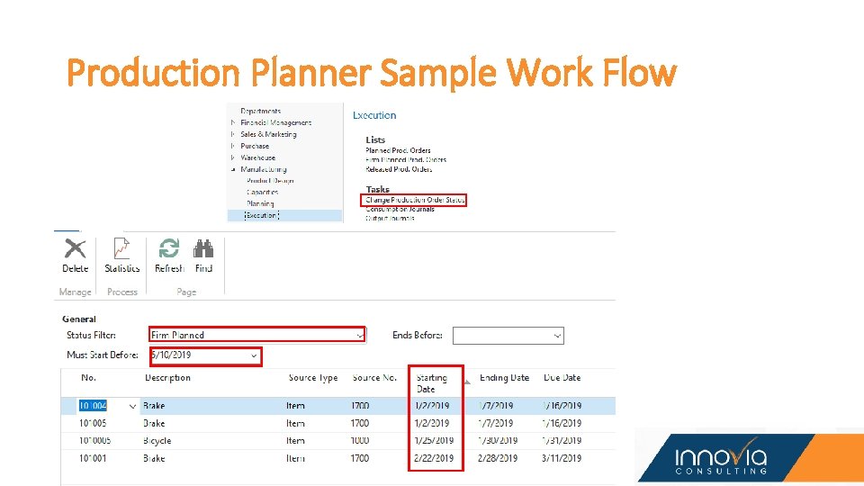 Production Planner Sample Work Flow Production Planner Sample Work Flow