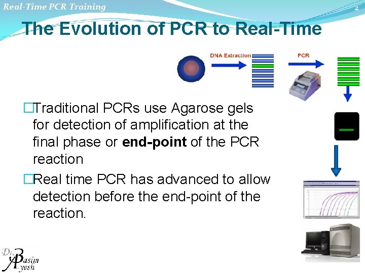 Real-Time PCR Training The Evolution of PCR to Real-Time �Traditional PCRs use Agarose gels