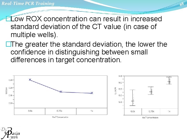 Real-Time PCR Training �Low ROX concentration can result in increased standard deviation of the