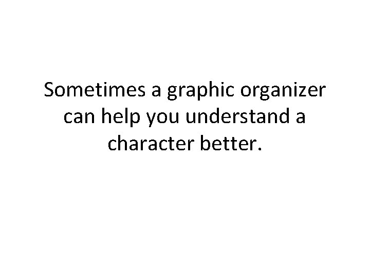 Sometimes a graphic organizer can help you understand a character better. 