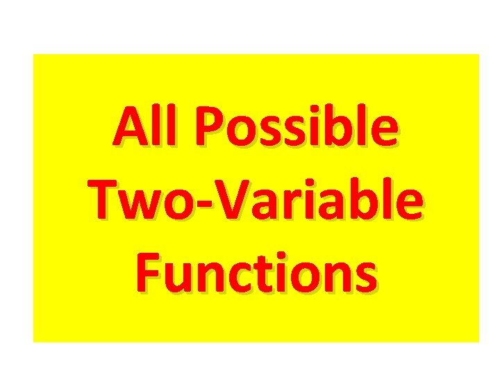 All Possible Two-Variable Functions All Possible Two-Variable Functions