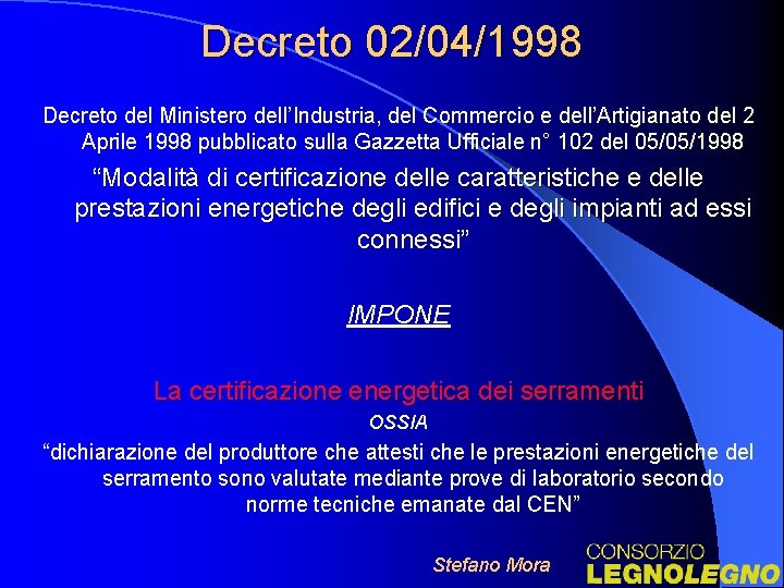 Decreto 02/04/1998 Decreto del Ministero dell’Industria, del Commercio e dell’Artigianato del 2 Aprile 1998