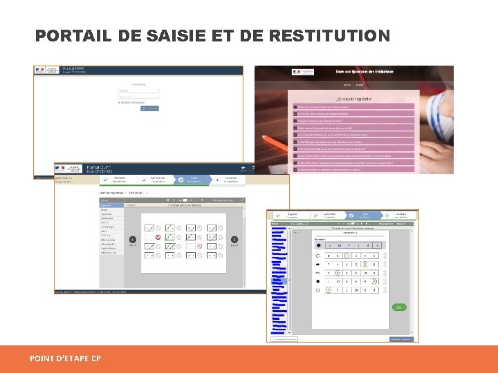 PORTAIL DE SAISIE ET DE RESTITUTION POINT D’ETAPE CP 