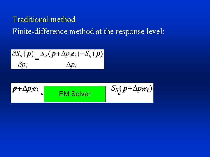 Traditional method Finite-difference method at the response level: 