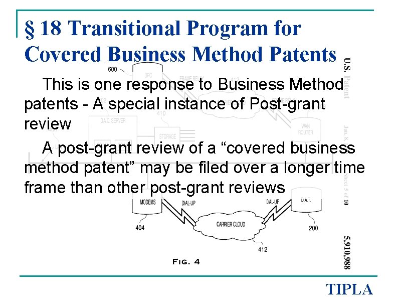 § 18 Transitional Program for Covered Business Method Patents This is one response to