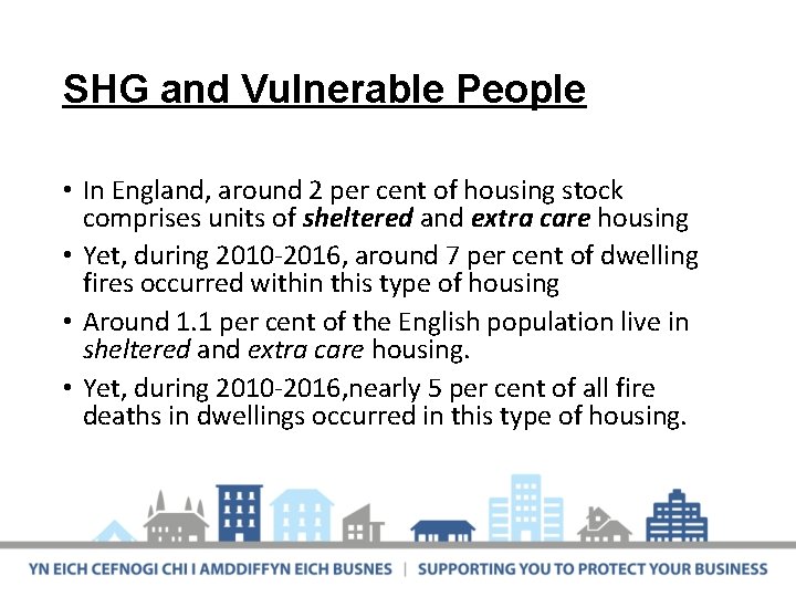 SHG and Vulnerable People • In England, around 2 per cent of housing stock